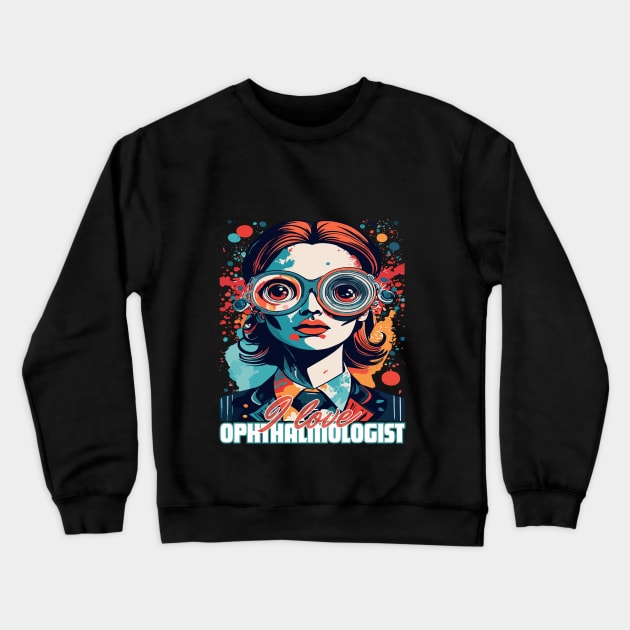 I love ophthalmologist woman. Crewneck Sweatshirt by Brafdesign